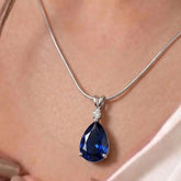 Bellia Sapphire Drop Pendant Necklace – Elegant Blue Crystal Necklace