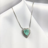 Bellia Mint Heart Halo Pendant Necklace – Silver Crystal Love Necklace