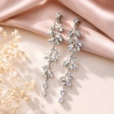 Bellia Crystal Vine Drop Earrings – Silver Statement Earrings for Women