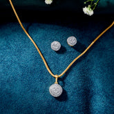 Bellia Duo Sparkle Jewelry Set – Gold & Silver Crystal Pendant with Matching Earrings