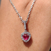 Bellia Heart Halo Pendant Necklace – Silver Crystal Love Necklace