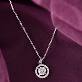 Bellia Luna Halo Pendant Necklace – Silver Crystal Minimal Necklace