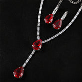 Bellia Ruby Luxe Jewelry Set – Red Crystal Pendant Necklace & Earrings