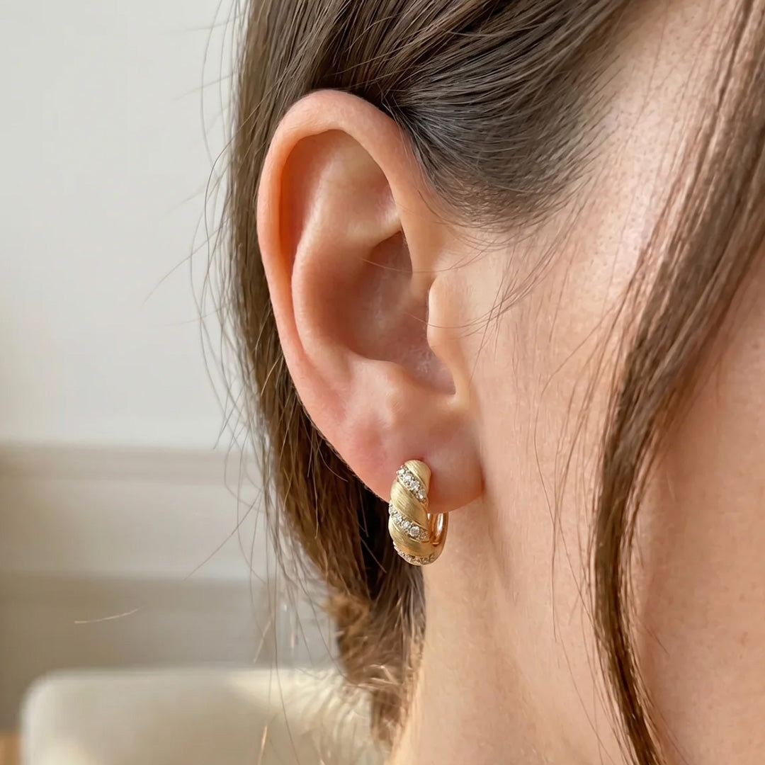 Bellia Twisted Zircon Hoop Earrings