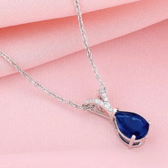 Bellia Sapphire Drop Pendant Necklace – Elegant Blue Crystal Necklace