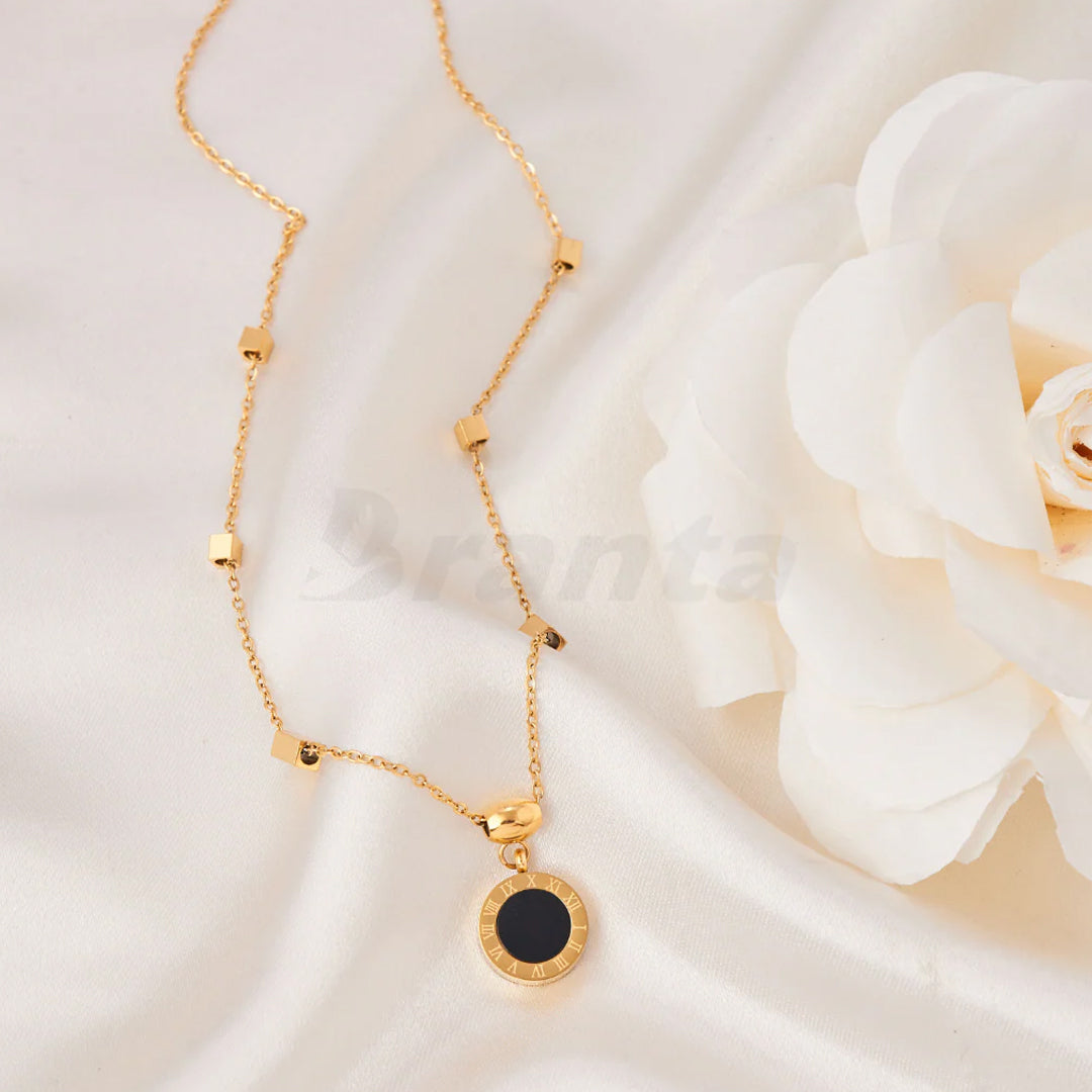 Bellia Noir Chain Drop Earrings – Minimal Black & Gold Statement Earrings