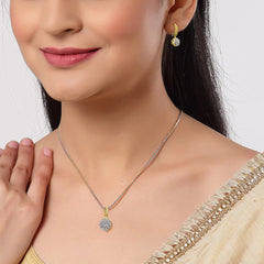 Bellia Duo Sparkle Jewelry Set – Gold & Silver Crystal Pendant with Matching Earrings