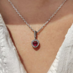 Bellia Heart Halo Pendant Necklace – Silver Crystal Love Necklace