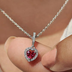 Bellia Heart Halo Pendant Necklace – Silver Crystal Love Necklace