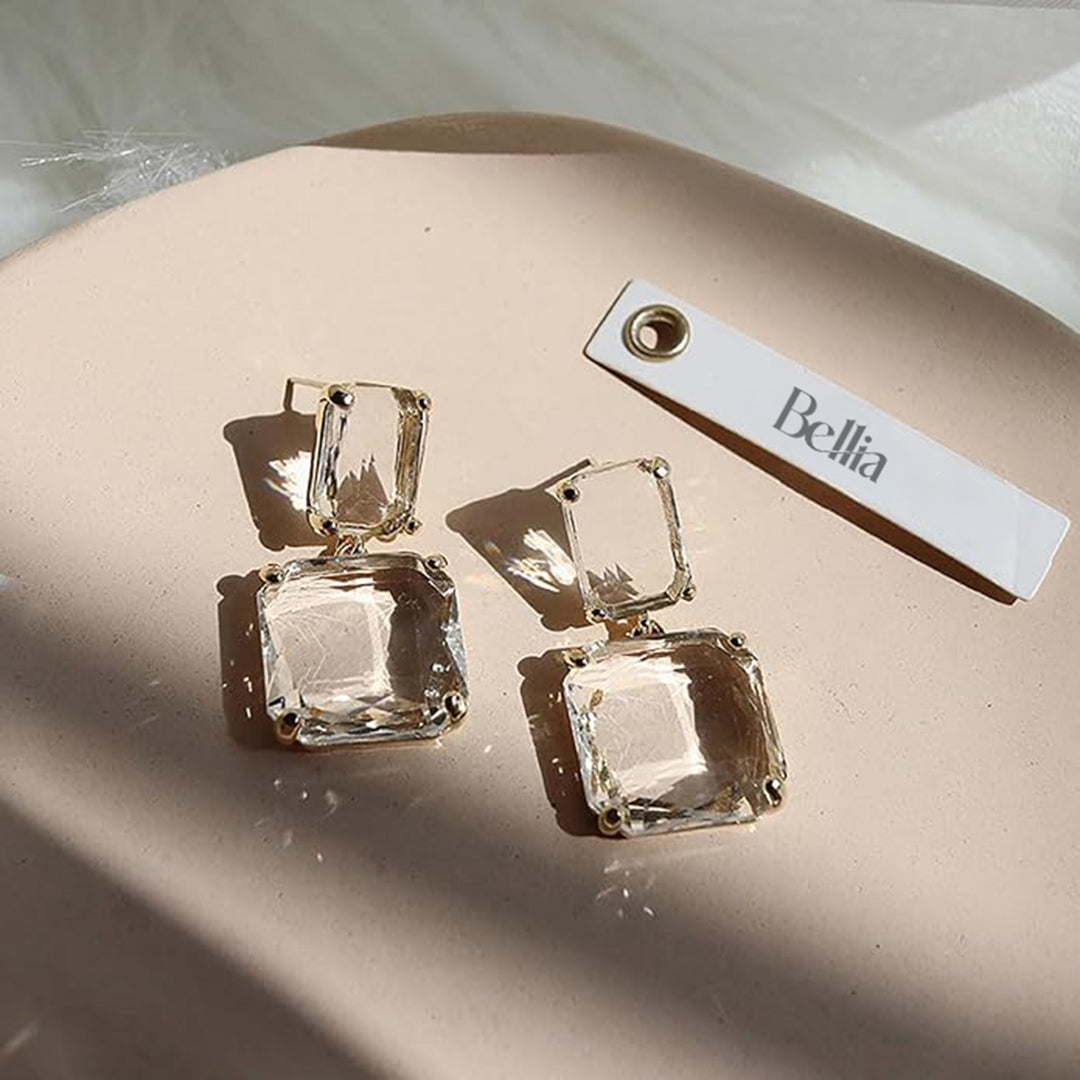 Bellia Luxe Crystal Statement Earrings – Gold Plated Drop Earrings