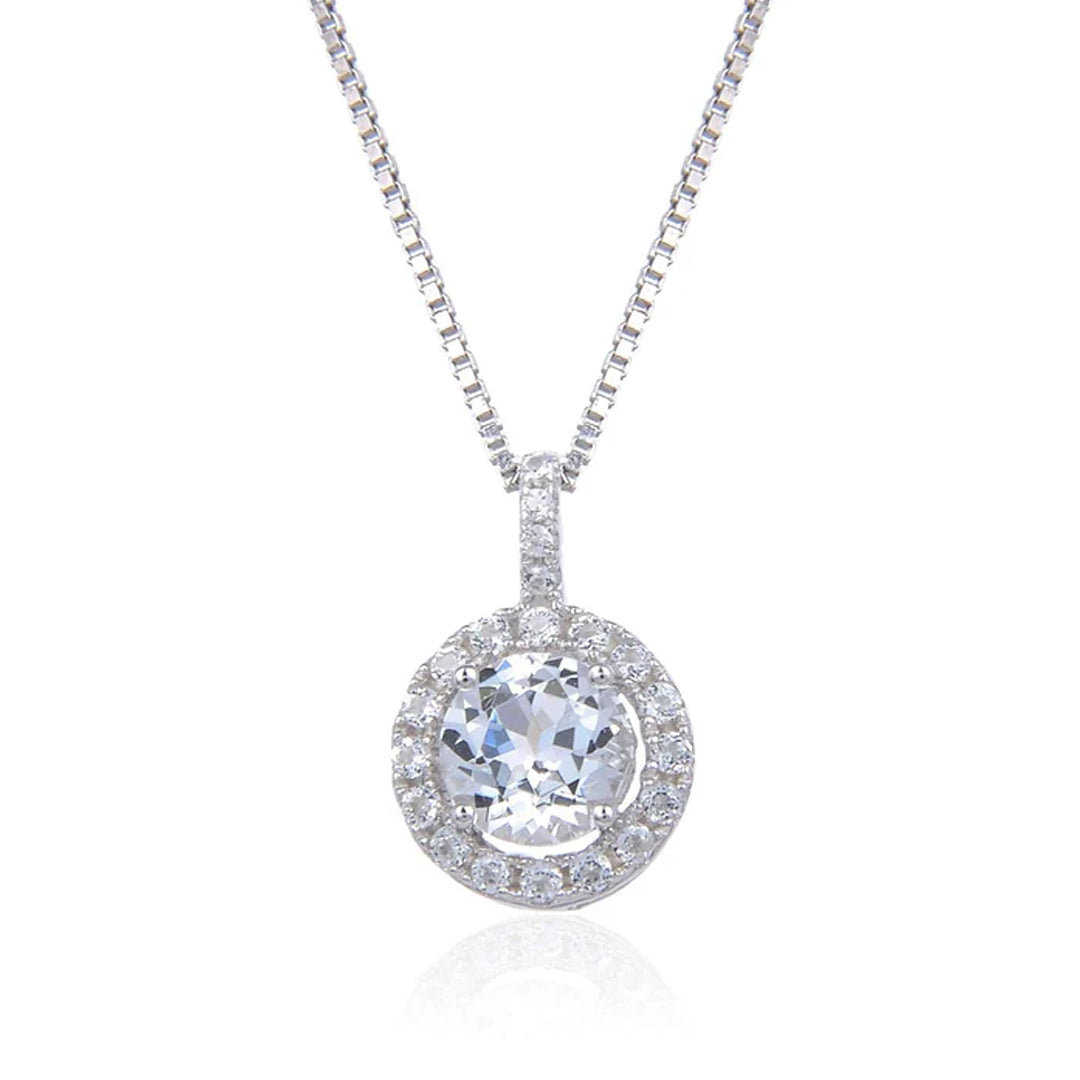 Bellia Luna Halo Pendant Necklace – Silver Crystal Minimal Necklace