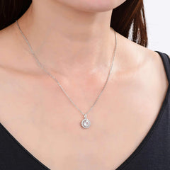 Bellia Luna Halo Pendant Necklace – Silver Crystal Minimal Necklace