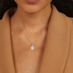Bellia Luna Halo Pendant Necklace – Silver Crystal Minimal Necklace