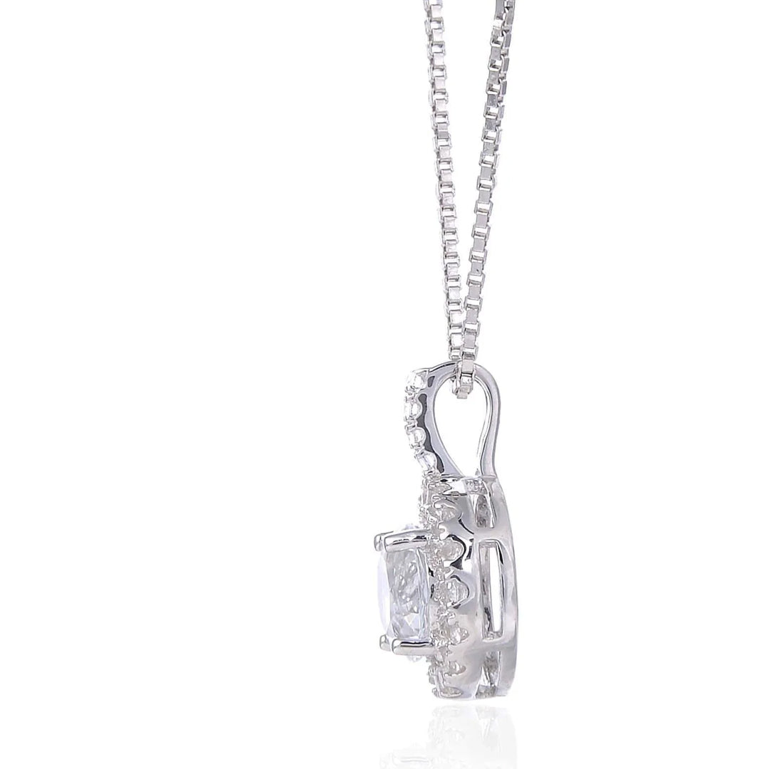Bellia Luna Halo Pendant Necklace – Silver Crystal Minimal Necklace